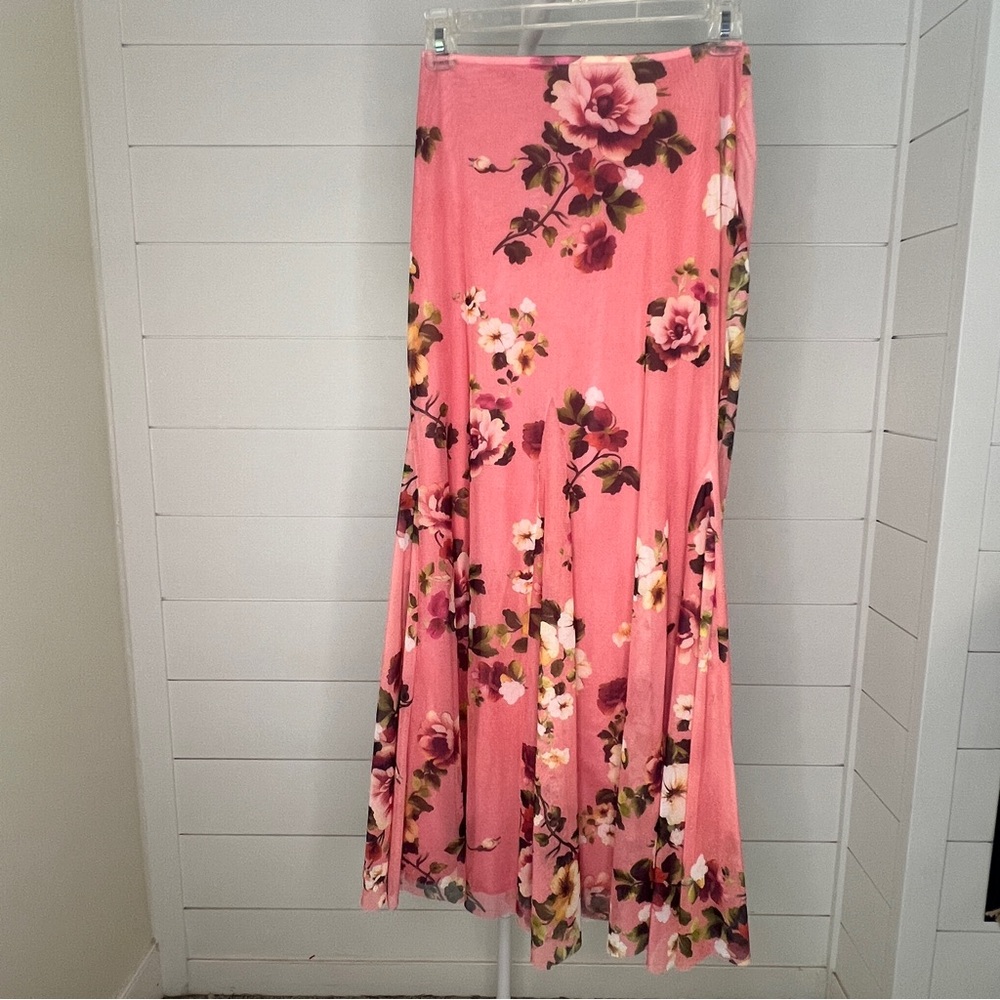 Zara Pink Floral Maxi Skirt
